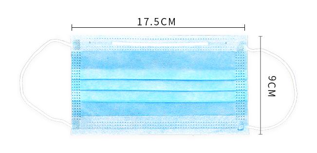 Wegwerfgesichtsmaske des vliesstoffs 3ply mit Ohrschleifen oder -bindung an
